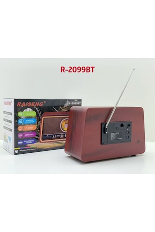 Raiseng R-2099bt Radyo Ahşap Retro Büyük Boy Bluetooth Bağlantılı Usb-tf Şarjlı -- Sencan Sound