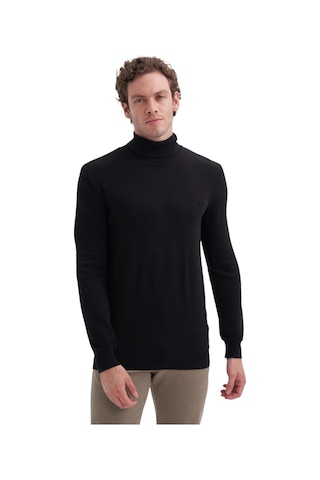 Cazador Pamuk Kumaş Slim Fit Basic Tam Balıkçı Kazak Siyah