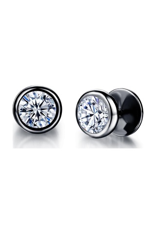 Siyah Op Retro Yuvarlak Küpe