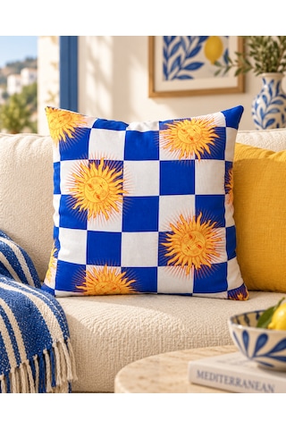 Modern Ev Dekorasyonu İçin Desenli Kırlent Kılıfı - 45x45 Cm Fermuarlı Çok Renkli
