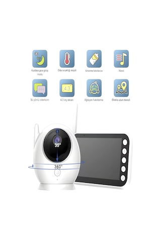 Blm-034 Full Hd Monitörlü 2.4g Wireless 360 Dönebilen Gece Görüş