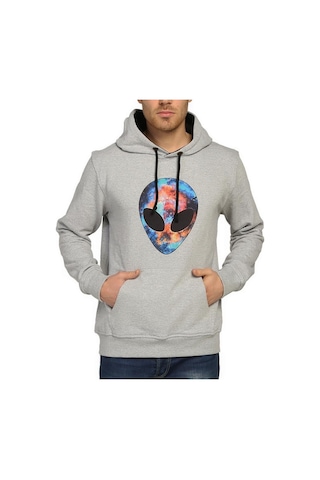 Bant Giyim - Alien Cosmos Gri Kapşonlu Erkek Sweatshirt Hoodie