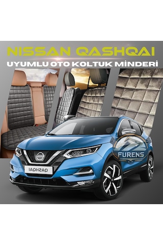 Nissan Qashqai Antrasit Tay Tüyü Cepli & Terletmez Sırtlı Oto Koltuk Minder Seti - Koruma Kılıfı Ön & Arka Set