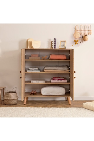 Granada Çok Amaçlı Dolap Bonomo Desenli Silindir Ayak Form 95x36x111 Cm Atlantik Çam