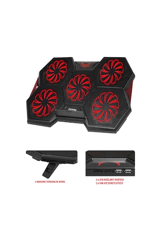Frisby FNC-5252B GP4 E-Sport Desing 5 Fanlı Ledli 15"-17" Uyumlu Notebook Soğutucu
