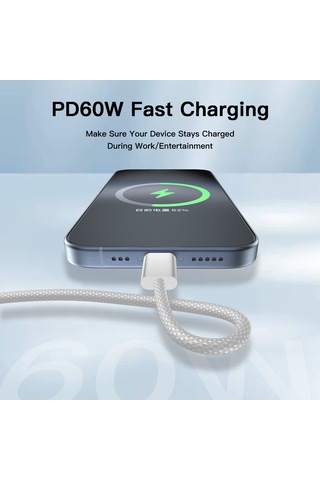 Yediseven Yds-60wb Type C To Type C 60watt Apple Uyumlu iPhone 15 Şarj Kablosu