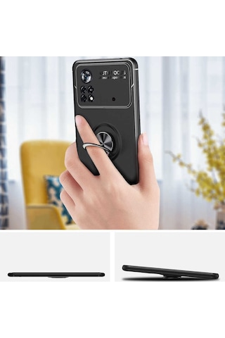 Xiaomi Poco X4 Pro 5G Kılıf Yüzüklü Magnetli Ravel Case Kapak
