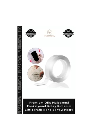 Premium Ofis Malzemesi Fonksiyonel Kolay Kullanım Çift Taraflı Nano Bant 2 Metre