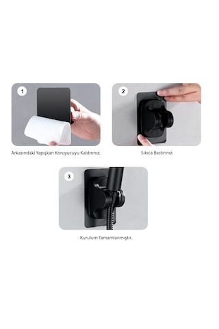 Ahlez 3M Yapışkanlı Banyo Duş Mafsalı Duş Başlığı Askısı Siyah