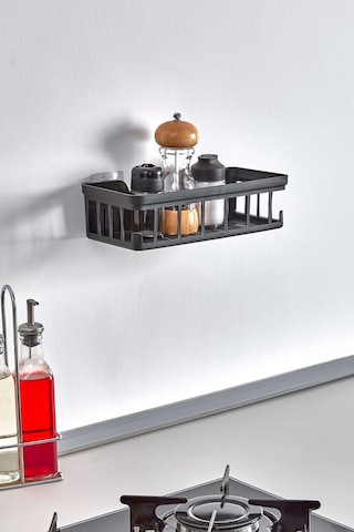 İndecor Houseware 1 Adet Oslo Banyo Düzenleyici Deterjanlık Sabunluk 1'li Yapışkanlı Eviye Altı Düzenleyici Organizer Siyah