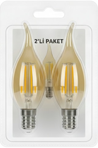 Kes600 Led Flamanlı Buji Ampul 4w 2700k E14 2 Li Paket