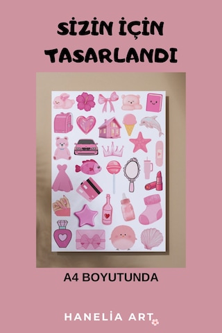 Pembe Sticker 2 Li Avantaj Seti Ajanda, Defter & Laptop Çok Renkli