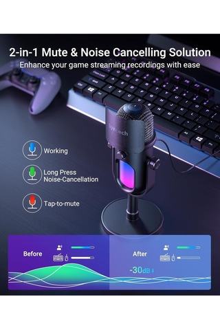 Glowmic Usb Gaming Mikrofon Rgb, Pc Ve Ps5 Uyumlu, Yayın Ve Podcast İçin