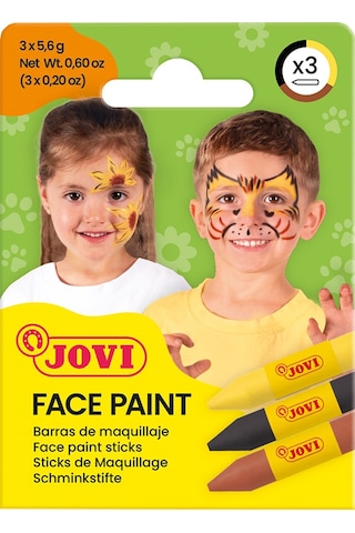 Jovı 175an Yüz Boyası Stik Kalem 5,6gr Sarı-kahverengi-siyah - 3'lü Renksiz