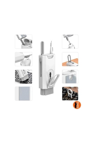 8 Fonksiyonlu Telefon, Kulaklık, Klavye, Ekran, Temizleme Kiti, Telefon Standı - Beyaz