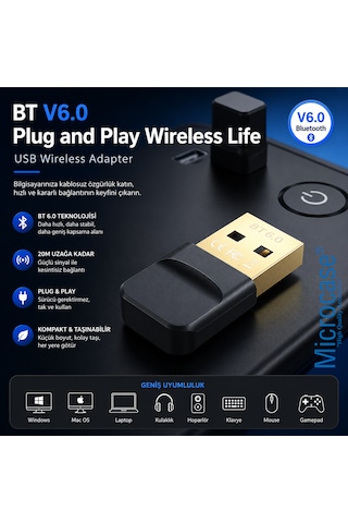 Microcase Bt 6.0 Usb Bluetooth Adaptör Kablosuz Alıcı Verici Dongle - Al5845