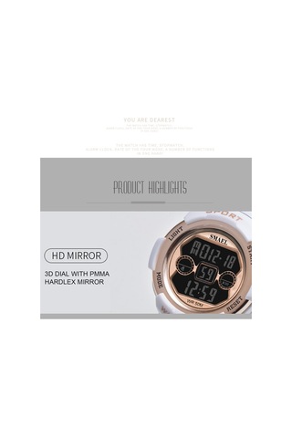 Skycity Smael 1632b Spor Kronometre Çiftler Kol Saati - 50m Su Geçirmez, Işıklandırmalı, Alarm, Dakikmatik, Tarih/gün Gösterimi - Gül Altın Rengi Siyah - Kırmızı