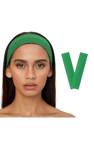 2li Kadın Saç Bandı Bandana Pamuk Likralı Spor Headband Yeşil