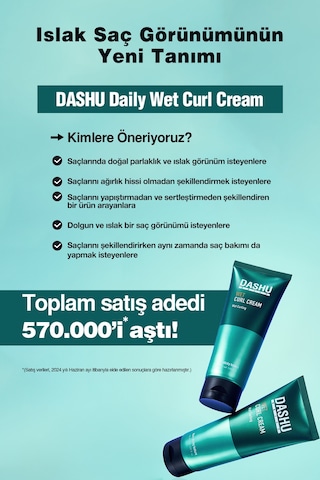 Islak Görünüm Sunan, Dalgaları Belirginleştiren Saç Şekillendirici Krem Dashu Daily Wet Curl Cream
