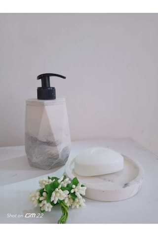 Marble Beton Sıvı Ve Katı Sabunluk Siyah