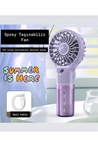 El Tipi Sulu Buharlı Fan Şarjlı Vantilatör Mini Masaüstü El Fan Taşınabilir 4 Kademeli Usb Pervane -