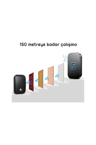 Cacazi 2 Buton 1 Alıcı Pil Gerektirmeyen Kablosuz Led Kapı Zili