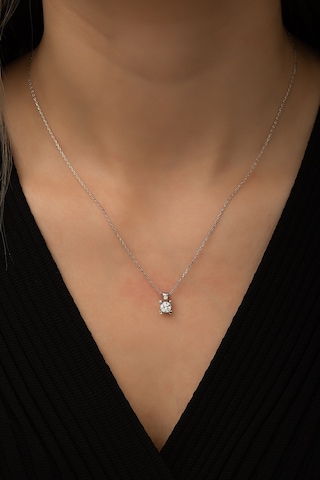 Papatya Silver Swarovski® Tektaş Kolye Rodyum Kaplama 925 Ayar Gümüş - SUVPS00002