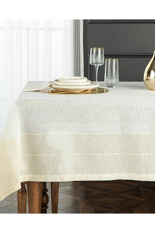 English Home Luxe Keten Look Masa Örtüsü 150x200 Cm Bej Bej