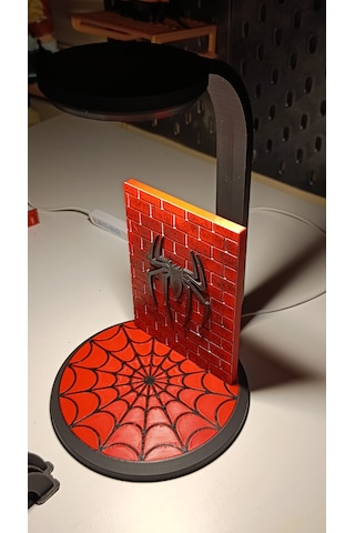 Spider-man Temalı Masaüstü Lambası - Özel Tasarım Led Gece Lambası & Dekoratif Gaming Setup Aydınlatması Mat Siyah