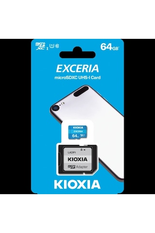 Kıoxıa 64gb Exceria, Lmex1l064gg2, Uhs-1, Cl10, 100mb/s, Microsd Kart Bellek Sd Adaptörlü