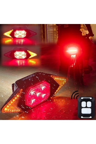 Lemestar Usb Şarjlı Bisiklet Yön Işığı - Uzaktan Kumandalı Led Flaş, Ipx2 Su Geçirmez, 500mah Pil, Kolay Kurulum Kırmızı