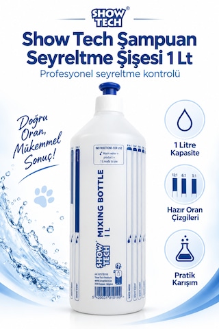 Showtech Konsantre Şampuan Seyreltme Şişesi 1 Lt - Ölçekli