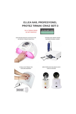 Protez Tırnak Cihaz Seti B135 & Tırnak Toz Toplama & X26 Max Uv 81 Led & Mini Sterilizatör