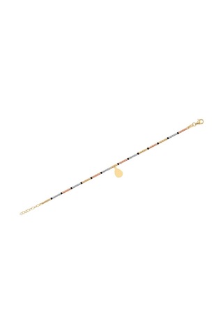 Diamond Line - Gülaylar - 3 Renkli Altın 14 Ayar Toplu Bileklik Standart N11.21851 Sarı Altın