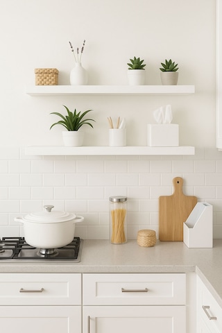 2 Adet Uçan Raf Gizli Monte Edilebilir Beyaz