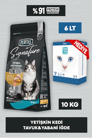 Signature Tavuklu Yetişkin Kedi Maması 10 Kg Fresh Paty Clinic 6 Lt Kum Hediyeli