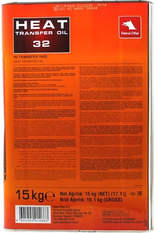 Petrol Ofisi Heat Transfer Oil 32 Isı Transfer Yağı 15 Teneke KG