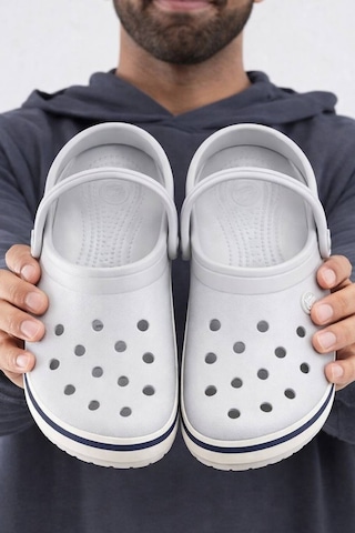 Crocs Unisex Crocband Classic Gray White Unisex Terlik Sandalet Gri Beyaz Siyah