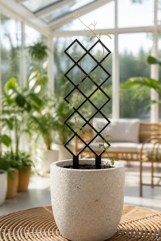 Arliadesign Kare Desenli Saksı Bitki Destek Çubuğu 10 40 Cm Siyah Mdf Sarmaşık Desteği Tekli