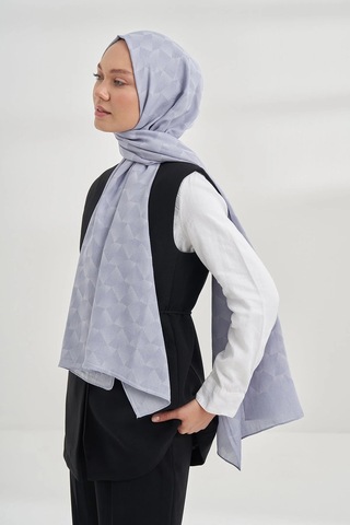 Armanda Cotton Monogram Geometrik Desen Şal 3120 Gri