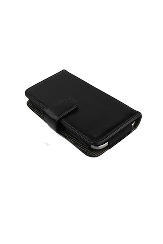 Xperia T Lt30p İle Uyumlu Yan Kapaklı Cüzdanlı Kart Bölmeli Deri Kılıf Siyah Renk