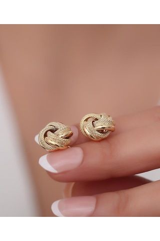 Bayar Gold 14 Ayar Altın Gül Küpe Sarı Altın