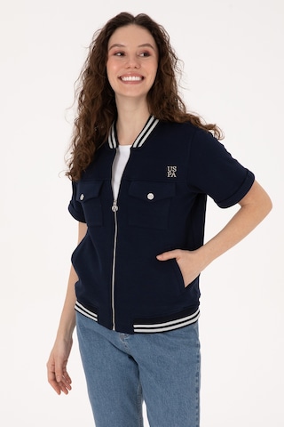 U.S. Polo Assn. Kadın Lacivert Kısa Kollu Fermuarlı Bisiklet Yaka Sweatshirt 50309093-VR033