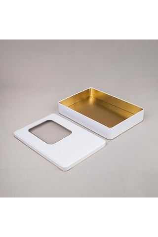 Pencereli Beyaz Metal Kutu 26,5x17,5x4,5 Cm