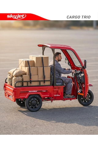 Skyjet Cargo Trıo 3 Tekerli Elektrikli Motosiklet Kirmızı