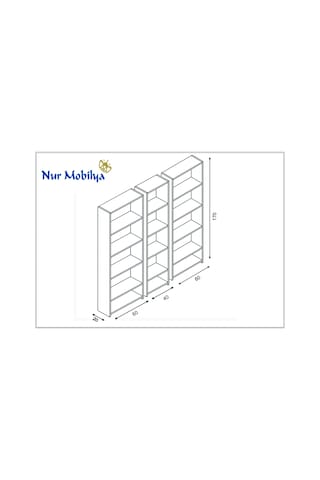 Nurmobilya Nur Mobilya Mızrak 3'Lü 5 Raflı Arkalıksız Kitaplık