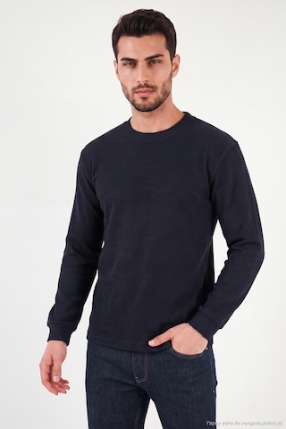 Buratti Pamuk Karışımlı Relaxed Fit Bisiklet Yaka Kazak Erkek Sweat 5905837 Lacivert