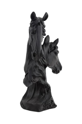 Horses İkili At Büstü Dekoratif Biblo Siyah 17 10 23 Cm