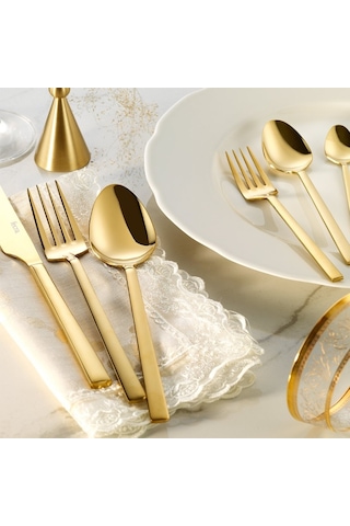 Fecra Doğa 36 Parça Gold Çatal Kaşık Bıçak Takımı Gümüş