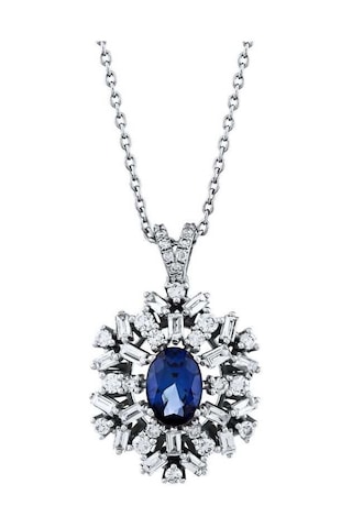 1.75 Karat Pırlanta Safir Kolye T13395
